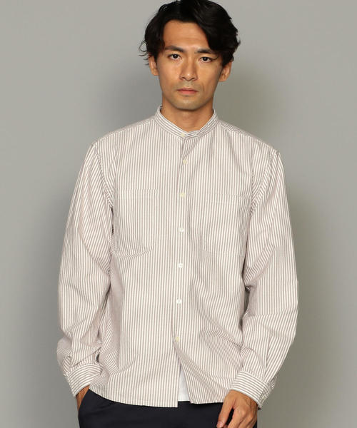 green label relaxing（グリーンレーベルリラクシング）の「SC オーガニック オックス バンドカラー シャツ ◆（シャツ/ブラウス・メンズ・ホワイト/ブラック/ワインレッド・S/M/L/XL）」の3枚目の写真