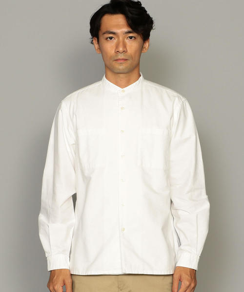 green label relaxing（グリーンレーベルリラクシング）の「SC オーガニック オックス バンドカラー シャツ ◆（シャツ/ブラウス・メンズ・ホワイト/ブラック/ワインレッド・S/M/L/XL）」の5枚目の写真