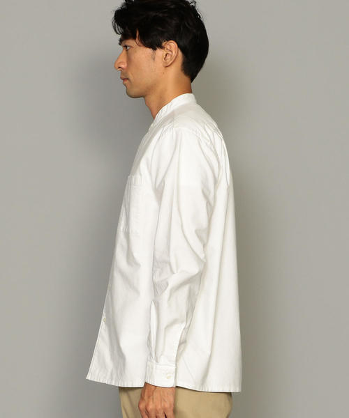 green label relaxing（グリーンレーベルリラクシング）の「SC オーガニック オックス バンドカラー シャツ ◆（シャツ/ブラウス・メンズ・ホワイト/ブラック/ワインレッド・S/M/L/XL）」の11枚目の写真