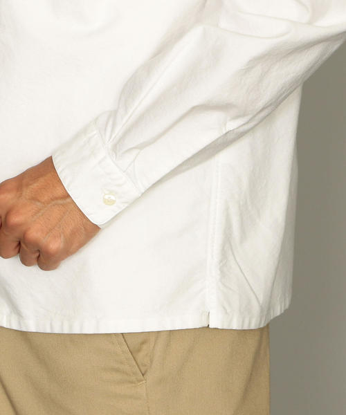 green label relaxing（グリーンレーベルリラクシング）の「SC オーガニック オックス バンドカラー シャツ ◆（シャツ/ブラウス・メンズ・ホワイト/ブラック/ワインレッド・S/M/L/XL）」の7枚目の写真