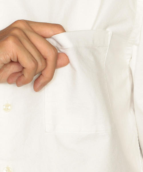 green label relaxing（グリーンレーベルリラクシング）の「SC オーガニック オックス バンドカラー シャツ ◆（シャツ/ブラウス・メンズ・ホワイト/ブラック/ワインレッド・S/M/L/XL）」の4枚目の写真