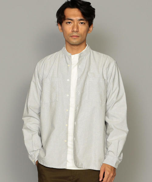 green label relaxing（グリーンレーベルリラクシング）の「SC オーガニック オックス バンドカラー シャツ ◆（シャツ/ブラウス・メンズ・ホワイト/ブラック/ワインレッド・S/M/L/XL）」の16枚目の写真