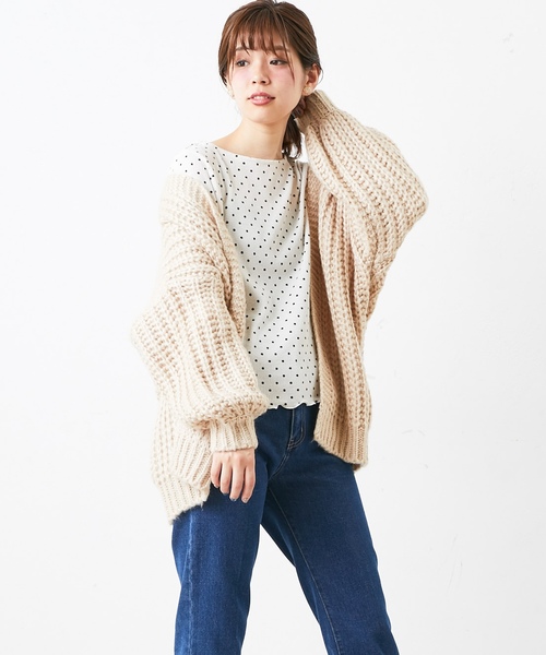 natural couture(ナチュラルクチュール)の「ドットワッフルプルオーバー(Tシャツ/カットソー・レディース・アイボリー/ピンク系その他/ブラック・FREE)」の2枚目の写真
