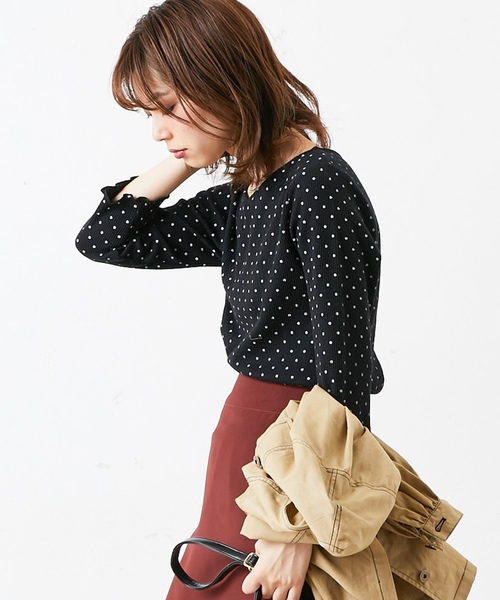 natural couture(ナチュラルクチュール)の「ドットワッフルプルオーバー(Tシャツ/カットソー・レディース・アイボリー/ピンク系その他/ブラック・FREE)」の3枚目の写真
