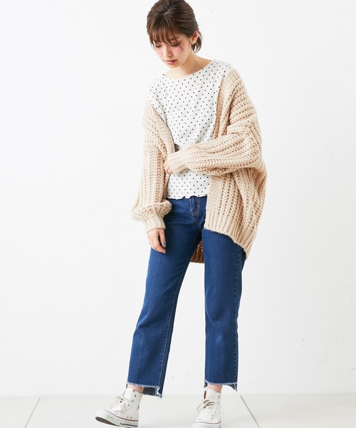 natural couture(ナチュラルクチュール)の「ドットワッフルプルオーバー(Tシャツ/カットソー・レディース・アイボリー/ピンク系その他/ブラック・FREE)」の7枚目の写真