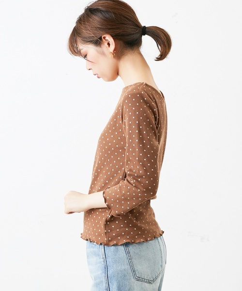 natural couture(ナチュラルクチュール)の「ドットワッフルプルオーバー(Tシャツ/カットソー・レディース・アイボリー/ピンク系その他/ブラック・FREE)」の19枚目の写真