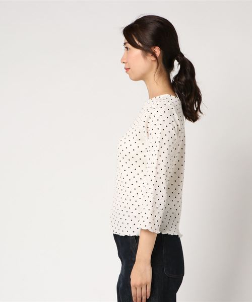 natural couture(ナチュラルクチュール)の「ドットワッフルプルオーバー(Tシャツ/カットソー・レディース・アイボリー/ピンク系その他/ブラック・FREE)」の4枚目の写真