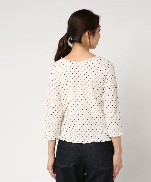 natural couture(ナチュラルクチュール)の「ドットワッフルプルオーバー(Tシャツ/カットソー・レディース・アイボリー/ピンク系その他/ブラック・FREE)」の5枚目の写真