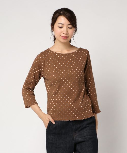 natural couture(ナチュラルクチュール)の「ドットワッフルプルオーバー(Tシャツ/カットソー・レディース・アイボリー/ピンク系その他/ブラック・FREE)」の6枚目の写真