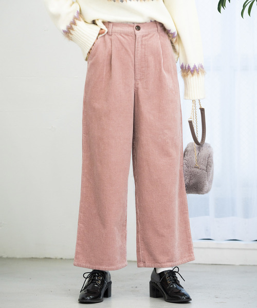 WEGO（ウィゴー）の「WEGO/コーデュロイストレートワイドパンツ（その他パンツ・レディース・ブラック/ブラウン/アイボリー/ライトピンク/ライトグレー・FREE）」の5枚目の写真