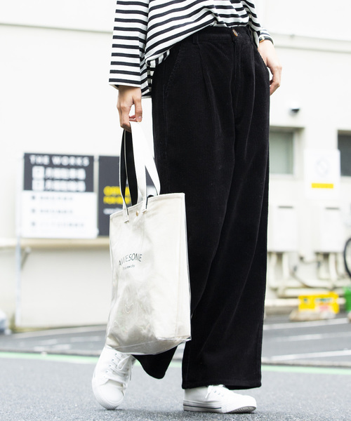 WEGO（ウィゴー）の「WEGO/コーデュロイストレートワイドパンツ（その他パンツ・レディース・ブラック/ブラウン/アイボリー/ライトピンク/ライトグレー・FREE）」の3枚目の写真