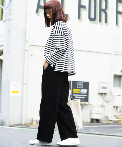 WEGO（ウィゴー）の「WEGO/コーデュロイストレートワイドパンツ（その他パンツ・レディース・ブラック/ブラウン/アイボリー/ライトピンク/ライトグレー・FREE）」の9枚目の写真