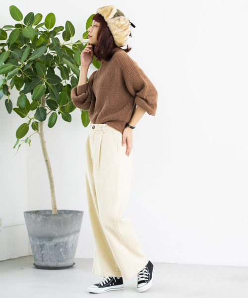 WEGO（ウィゴー）の「WEGO/コーデュロイストレートワイドパンツ（その他パンツ・レディース・ブラック/ブラウン/アイボリー/ライトピンク/ライトグレー・FREE）」の6枚目の写真