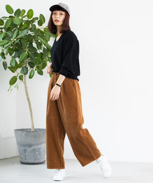 WEGO（ウィゴー）の「WEGO/コーデュロイストレートワイドパンツ（その他パンツ・レディース・ブラック/ブラウン/アイボリー/ライトピンク/ライトグレー・FREE）」の20枚目の写真