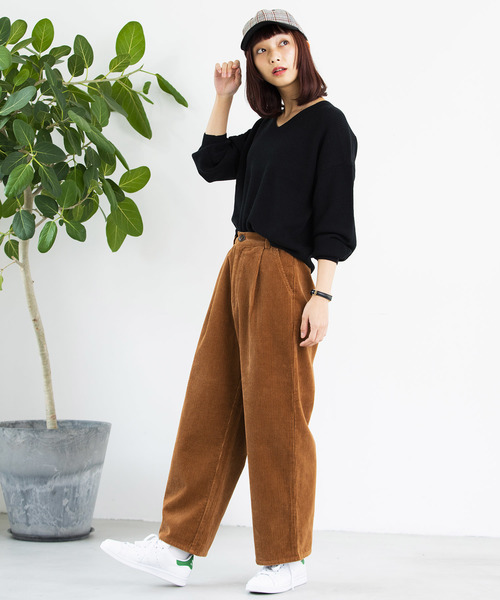 WEGO（ウィゴー）の「WEGO/コーデュロイストレートワイドパンツ（その他パンツ・レディース・ブラック/ブラウン/アイボリー/ライトピンク/ライトグレー・FREE）」の10枚目の写真