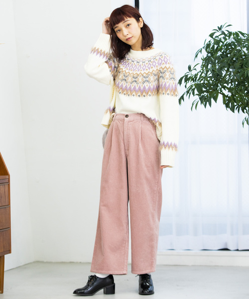 WEGO（ウィゴー）の「WEGO/コーデュロイストレートワイドパンツ（その他パンツ・レディース・ブラック/ブラウン/アイボリー/ライトピンク/ライトグレー・FREE）」の18枚目の写真