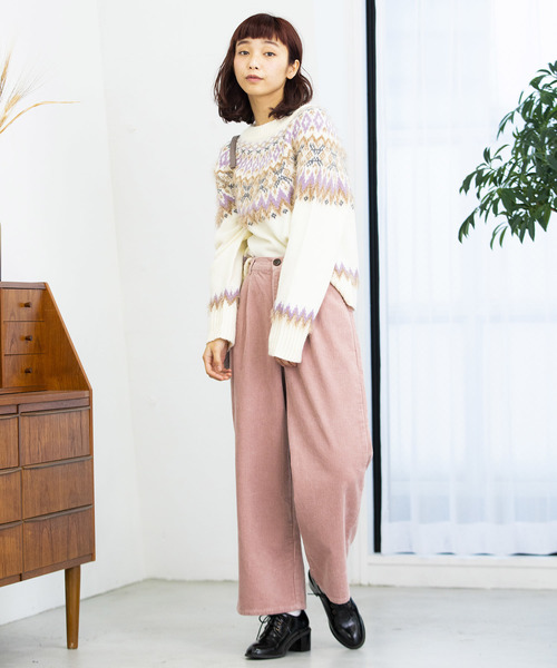 WEGO（ウィゴー）の「WEGO/コーデュロイストレートワイドパンツ（その他パンツ・レディース・ブラック/ブラウン/アイボリー/ライトピンク/ライトグレー・FREE）」の7枚目の写真