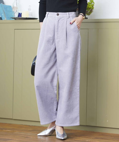 WEGO（ウィゴー）の「WEGO/コーデュロイストレートワイドパンツ（その他パンツ・レディース・ブラック/ブラウン/アイボリー/ライトピンク/ライトグレー・FREE）」の4枚目の写真