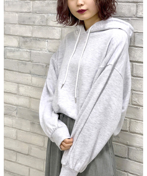 WEGO(ウィゴー)の「WEGO/デイリーカラーショートパーカー(パーカー・レディース・パープル/ネイビー/オフホワイト/ライトイエロー/杢グレー・FREE)」の2枚目の写真