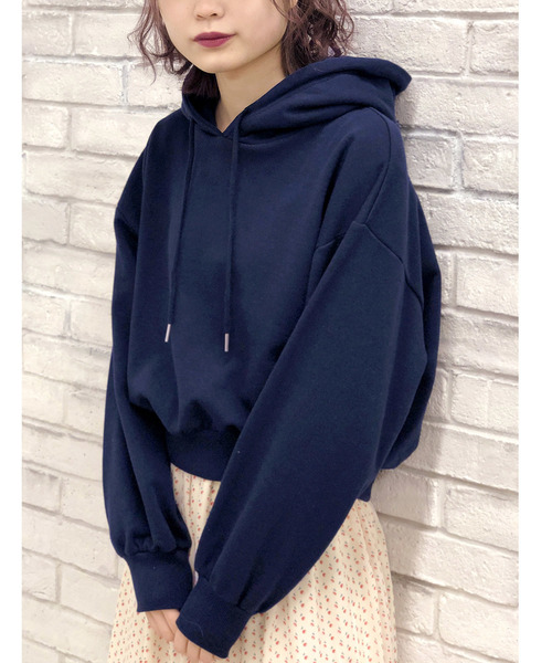 WEGO(ウィゴー)の「WEGO/デイリーカラーショートパーカー(パーカー・レディース・パープル/ネイビー/オフホワイト/ライトイエロー/杢グレー・FREE)」の3枚目の写真