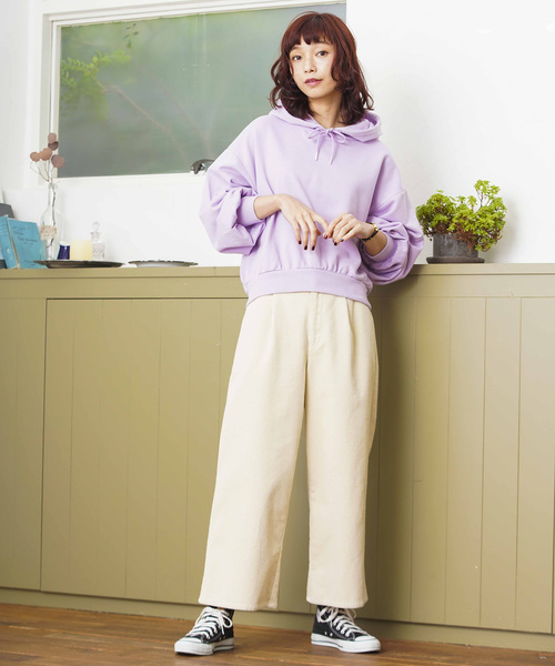 WEGO(ウィゴー)の「WEGO/デイリーカラーショートパーカー(パーカー・レディース・パープル/ネイビー/オフホワイト/ライトイエロー/杢グレー・FREE)」の20枚目の写真