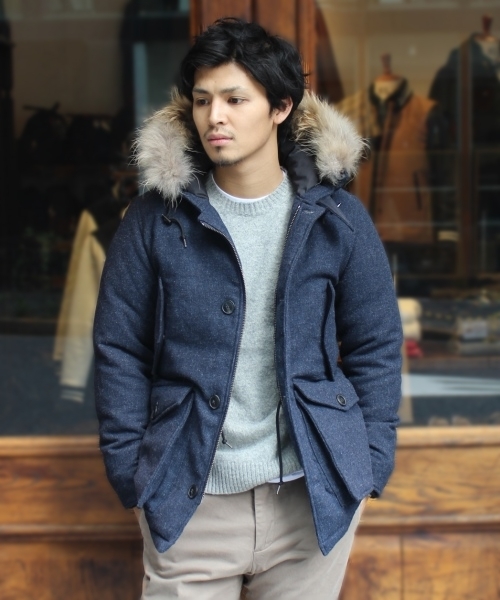 JOURNAL STANDARD(ジャーナルスタンダード)の「★ツイードダウンミリタリーパーカー # (ダウンジャケット/コート・メンズ・ネイビー/グレー/カーキ・SMALL/MEDIUM/LARGE)」の3枚目の写真