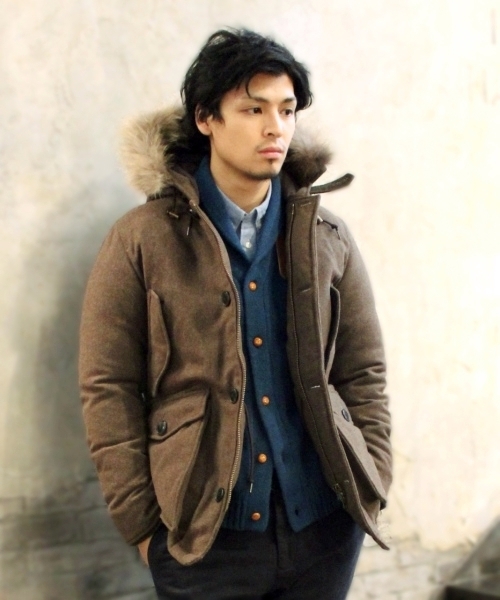 JOURNAL STANDARD(ジャーナルスタンダード)の「★ツイードダウンミリタリーパーカー # (ダウンジャケット/コート・メンズ・ネイビー/グレー/カーキ・SMALL/MEDIUM/LARGE)」の1枚目の写真