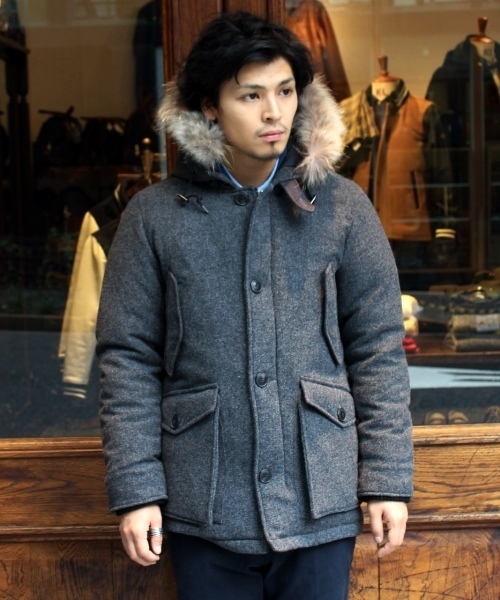 JOURNAL STANDARD(ジャーナルスタンダード)の「★ツイードダウンミリタリーパーカー # (ダウンジャケット/コート・メンズ・ネイビー/グレー/カーキ・SMALL/MEDIUM/LARGE)」の4枚目の写真