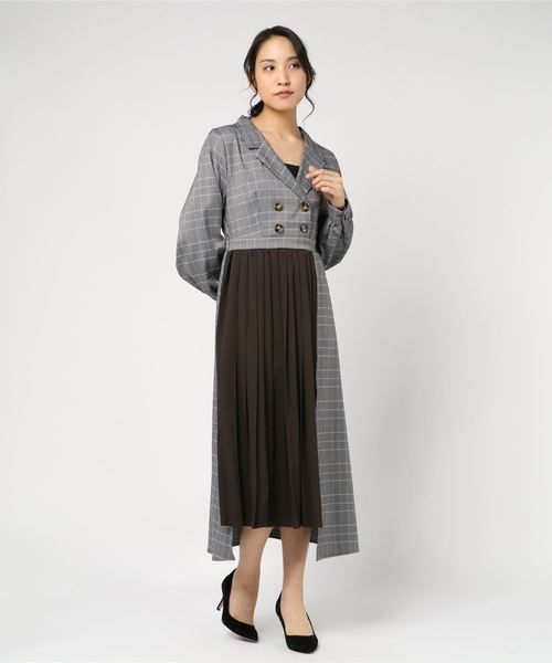 Archives アルシーヴ の 部分プリーツトレンチワンピース ワンピース Wear