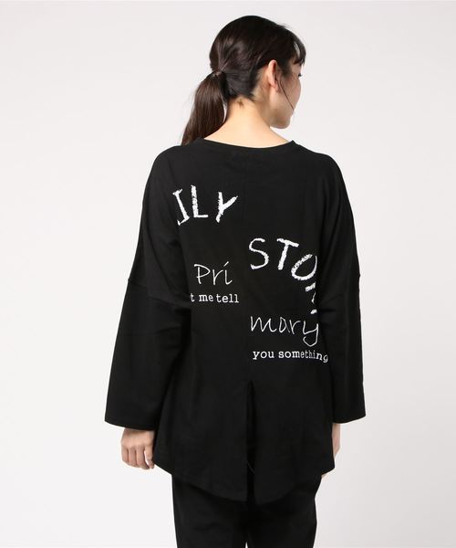 ROGER AND RAW(ロジャーアンドロウ)の「Roger&Raw / Back切替プリントT(Tシャツ/カットソー・レディース・ホワイト/ブラック/ライトパープル・M)」の4枚目の写真