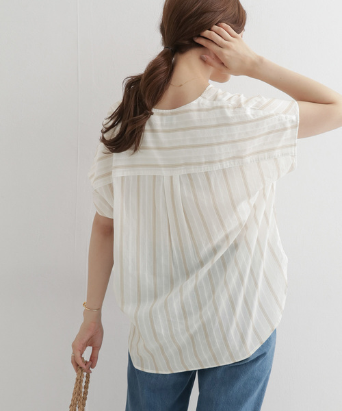 URBAN RESEARCH DOORS（アーバンリサーチドアーズ）の「ストライプコクーンシャツ∴（シャツ/ブラウス・レディース・ブルー/キャメル・ONE）」の3枚目の写真