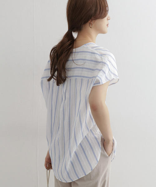 URBAN RESEARCH DOORS（アーバンリサーチドアーズ）の「ストライプコクーンシャツ∴（シャツ/ブラウス・レディース・ブルー/キャメル・ONE）」の16枚目の写真