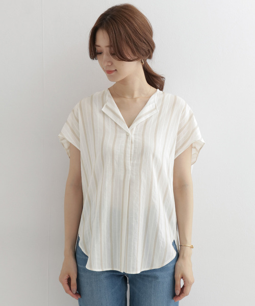 URBAN RESEARCH DOORS（アーバンリサーチドアーズ）の「ストライプコクーンシャツ∴（シャツ/ブラウス・レディース・ブルー/キャメル・ONE）」の18枚目の写真