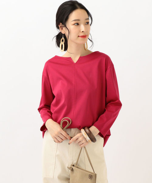 SHIPS（シップス）の「ALBINI: キーネックプルオーバー（Tシャツ/カットソー・レディース・ブラック/ピンク/ベージュ系その他・ONE SIZE）」の2枚目の写真