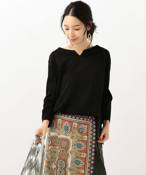 SHIPS（シップス）の「ALBINI: キーネックプルオーバー（Tシャツ/カットソー・レディース・ブラック/ピンク/ベージュ系その他・ONE SIZE）」の3枚目の写真