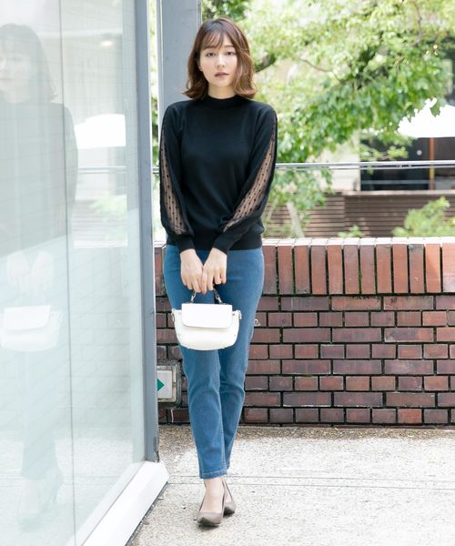 KOBE LETTUCE（コウベレタス）の「袖チュールニットトップス（ニット/セーター・レディース・ブラック/ブルー/ホワイト系その他・FREE）」の11枚目の写真