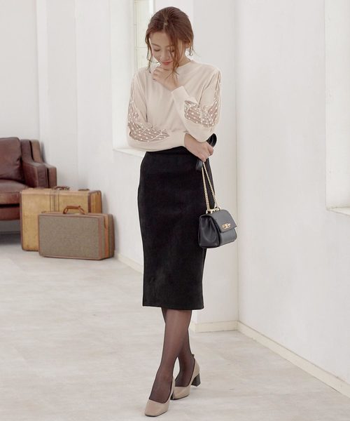 KOBE LETTUCE（コウベレタス）の「袖チュールニットトップス（ニット/セーター・レディース・ブラック/ブルー/ホワイト系その他・FREE）」の14枚目の写真