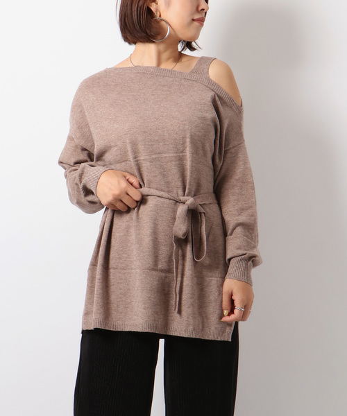 VENCEEXCHANGE（ヴァンスエクスチェンジ）の「ワンショルドッキングチュニック（ニット/セーター・レディース・ブラック/ベージュ/オフホワイト・M）」の3枚目の写真