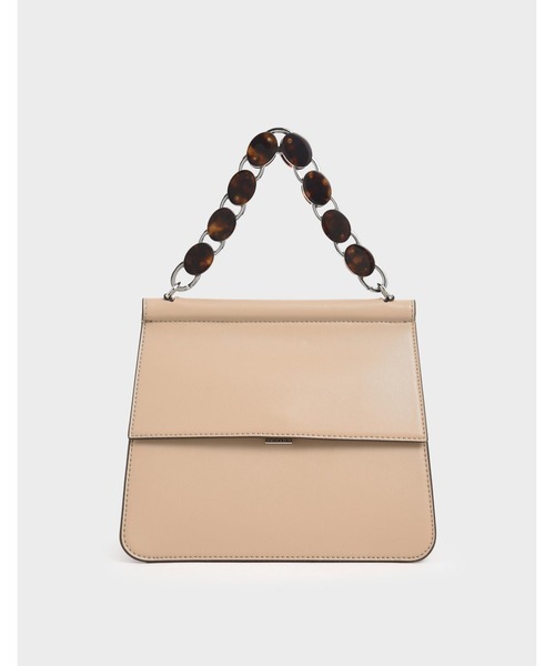 CHARLES & KEITH（チャールズ & キース）の「アクリルトーティシェル トップハンドルバッグ / Acrylic Tortoiseshell Top Handle Bag（ハンドバッグ・レディース・ブラック/イエロー/タン/ベージュ・M）」の2枚目の写真