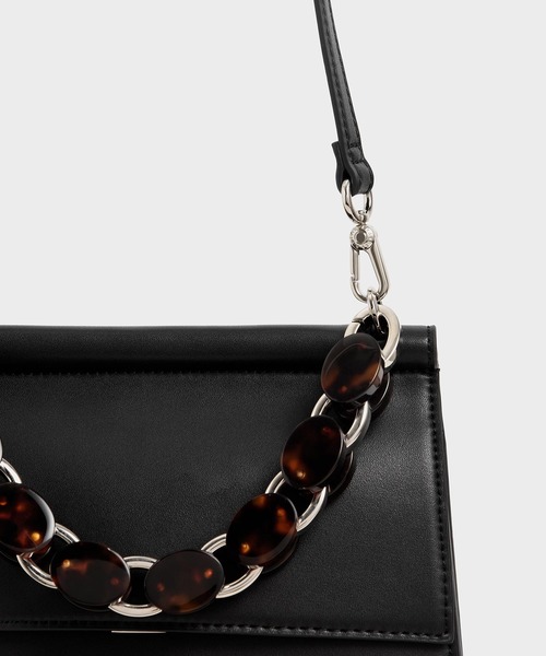 CHARLES & KEITH（チャールズ & キース）の「アクリルトーティシェル トップハンドルバッグ / Acrylic Tortoiseshell Top Handle Bag（ハンドバッグ・レディース・ブラック/イエロー/タン/ベージュ・M）」の7枚目の写真