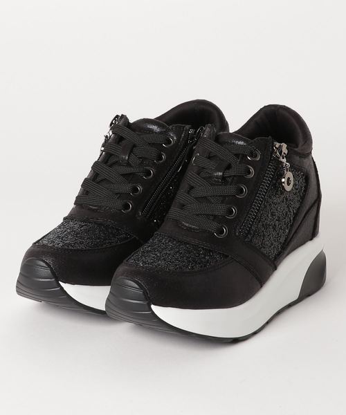 驚きの値段 Sugar Sugar シュガーシュガー グリッター厚底レースアップスニーカー 送料無料 早い者勝ち