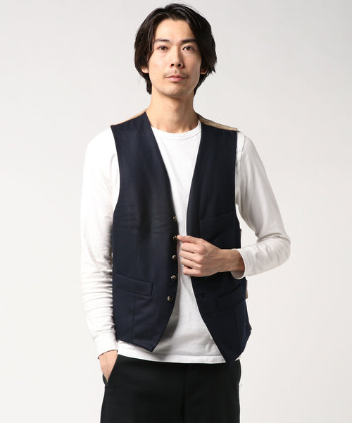 SHIPS(シップス)の「MAN1924: TAILORING ネイビー ソリッド ベスト(ベスト・メンズ・ネイビー・MEDIUM/LARGE)」の1枚目の写真