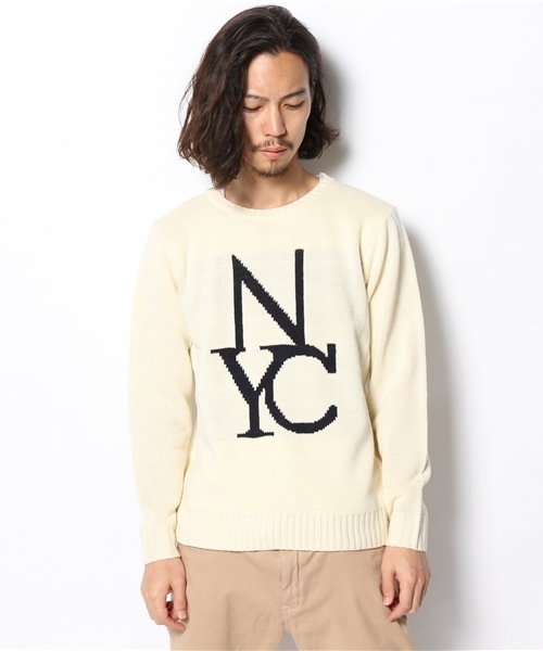 WEGO(ウィゴー)の「WEGO/NYCロゴニット(ニット/セーター・メンズ・ホワイト/ブラック・LARGE/MEDIUM)」の7枚目の写真
