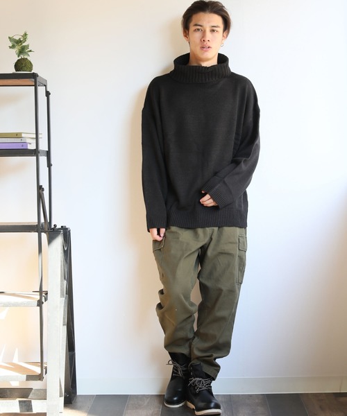 ARCADE（アーケード）の「カツラギ裏使い ワイド テーパード ミリタリーカーゴパンツ（カーゴパンツ・メンズ・ブラウン/カーキ/ブラック・LL/M/L）」の10枚目の写真