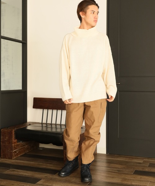 ARCADE（アーケード）の「カツラギ裏使い ワイド テーパード ミリタリーカーゴパンツ（カーゴパンツ・メンズ・ブラウン/カーキ/ブラック・LL/M/L）」の8枚目の写真