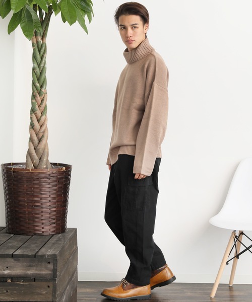 ARCADE（アーケード）の「カツラギ裏使い ワイド テーパード ミリタリーカーゴパンツ（カーゴパンツ・メンズ・ブラウン/カーキ/ブラック・LL/M/L）」の6枚目の写真