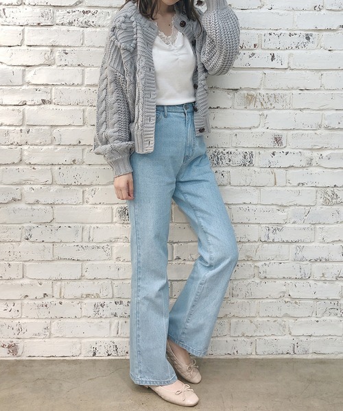 one after another NICE CLAUP(ワンアフターアナザーナイスクラップ)の「リボン付きウォームレースインナー(Tシャツ/カットソー・レディース・ブラウン/ライトベージュ/オフホワイト/ライトグレー/マスタード・FREE)」の19枚目の写真