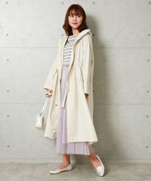 n'ee-ne | 人気☆撥水ロング丈フードコート(トレンチコート)