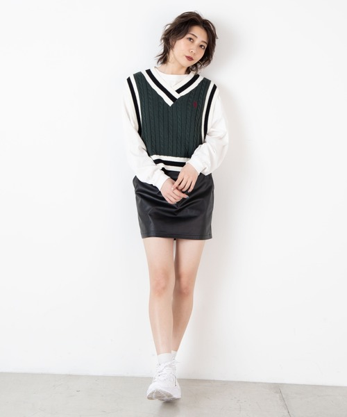 U.S. POLO ASSN.（ユーエスポロアッスン）の「∴WEGO/U.S. POLO ASSN.別注チルデンベスト（ベスト・レディース・ベージュ/オフホワイト/グリーン/アイボリー/ベージュ系その他・FREE）」の16枚目の写真