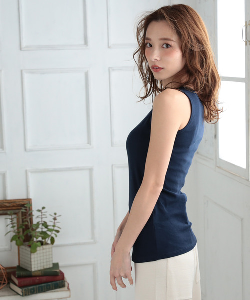 DONOBAN（ドノバン）の「コットンフライスタンクトップ（タンクトップ・レディース・ブラック/ホワイト/チャコールグレー/ネイビー/カーキ/杢グレー/グレイッシュベージュ・LL/M/L/4L/3L）」の14枚目の写真